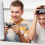 Boys playing video games