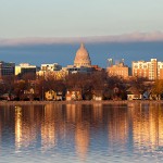 A shaft of late afternoon sunlight falls on the dome of the Wisconsin State Capitol and row of residential homes along the lakeshore of Monona Bay near the University of Wisconsin-Madison campus during autumn on Nov. 18, 2010. ©UW-Madison University Communications 608/262-0067 Photo by: Jeff Miller Date:  11/10    File#:  NIKON D3 digital frame 1989